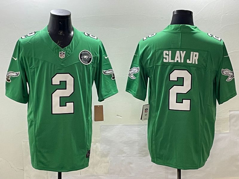 Men Philadelphia Eagles #2 Slay jr Green three generations 2025 Nike Vapor Limited NFL Jersey style 3